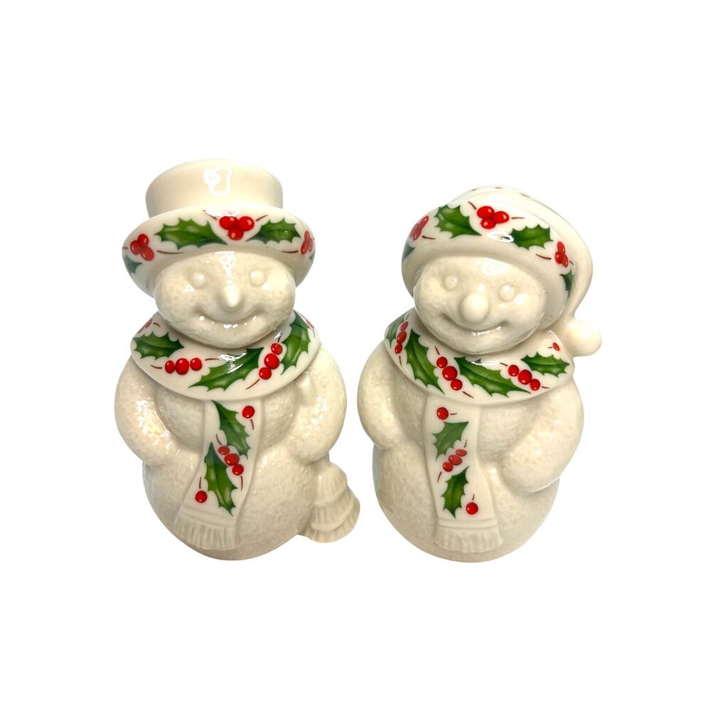 Lenox Holiday Snowman Salt & Pepper Shakers Set Christmas Table Decor
